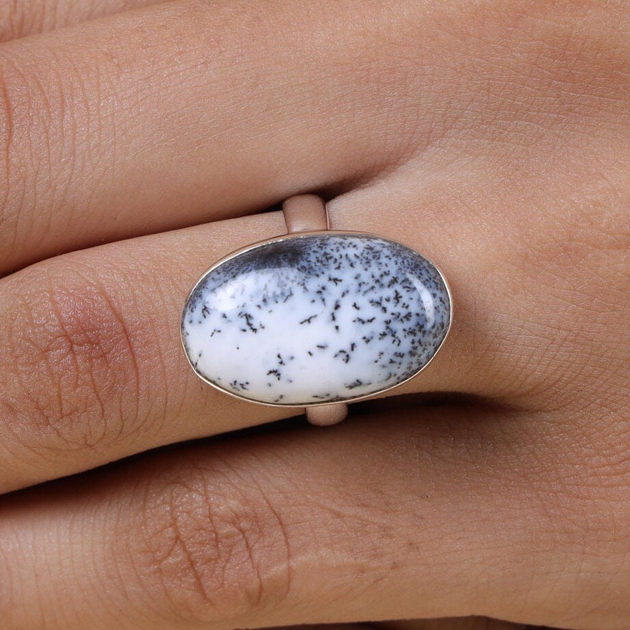 Dendrite Opal Sterling Silver Ring