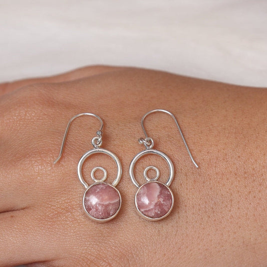 Rhodochrosite Sterling Silver Earrings