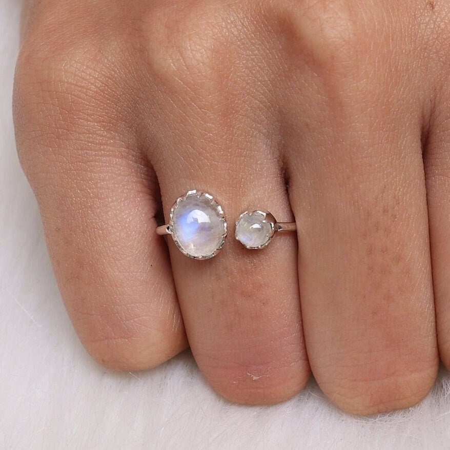 Rainbow Moonstone Sterling Silver Ring