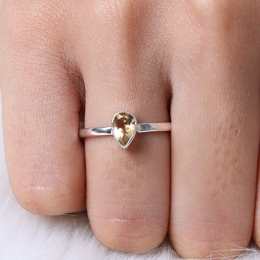 Citrine Solid Sterling Silver Ring