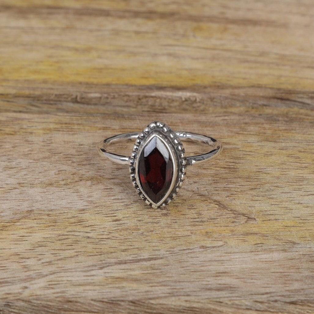 Garnet Sterling Silver Ring