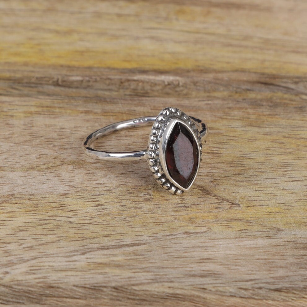 Garnet Sterling Silver Ring