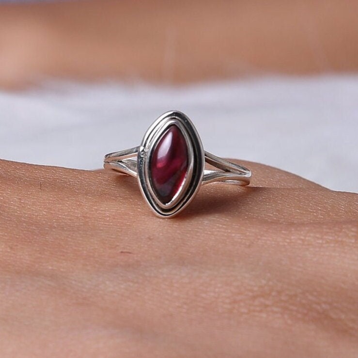 Garnet Sterling Silver Ring