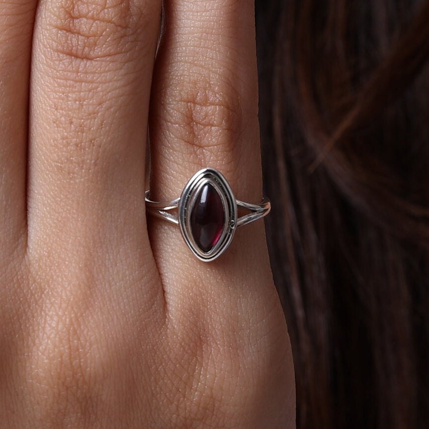 Garnet Sterling Silver Ring