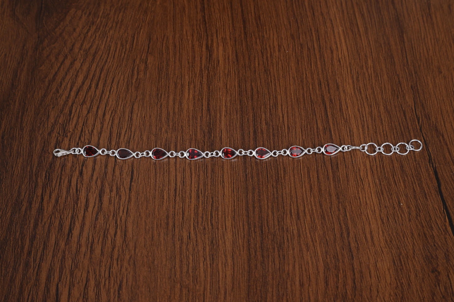 Garnet Sterling Silver Bracelet