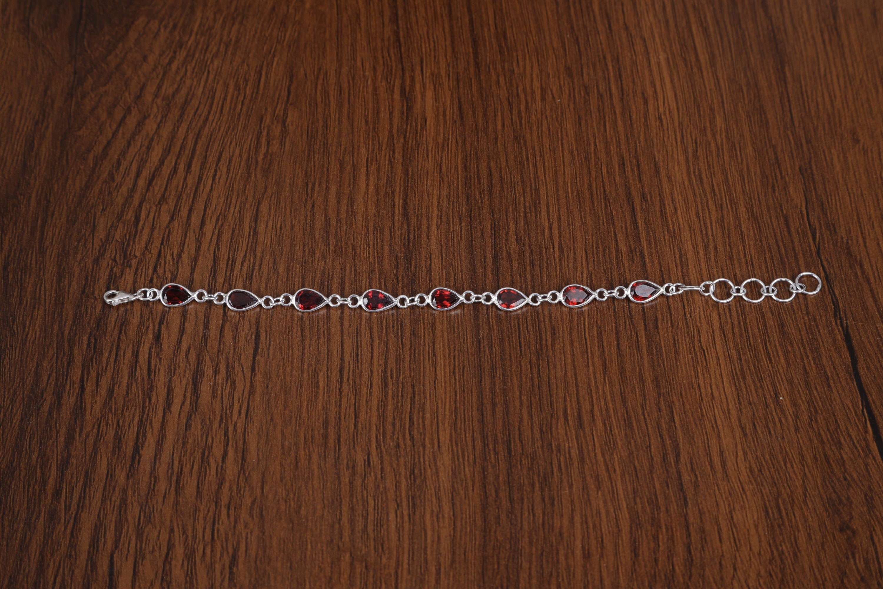 Garnet Sterling Silver Bracelet