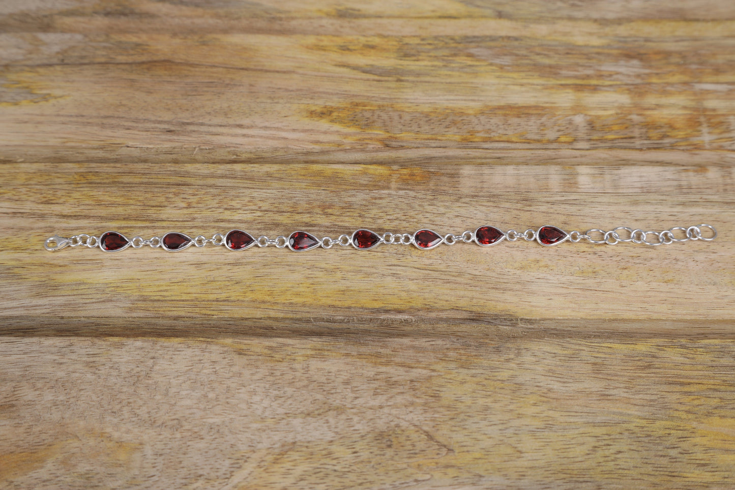 Garnet Sterling Silver Bracelet