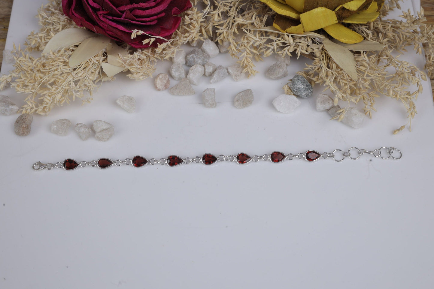 Garnet Sterling Silver Bracelet