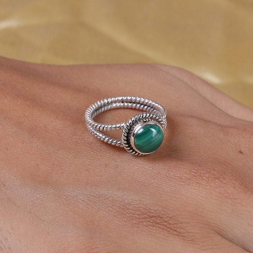 Malachite Sterling Silver Ring