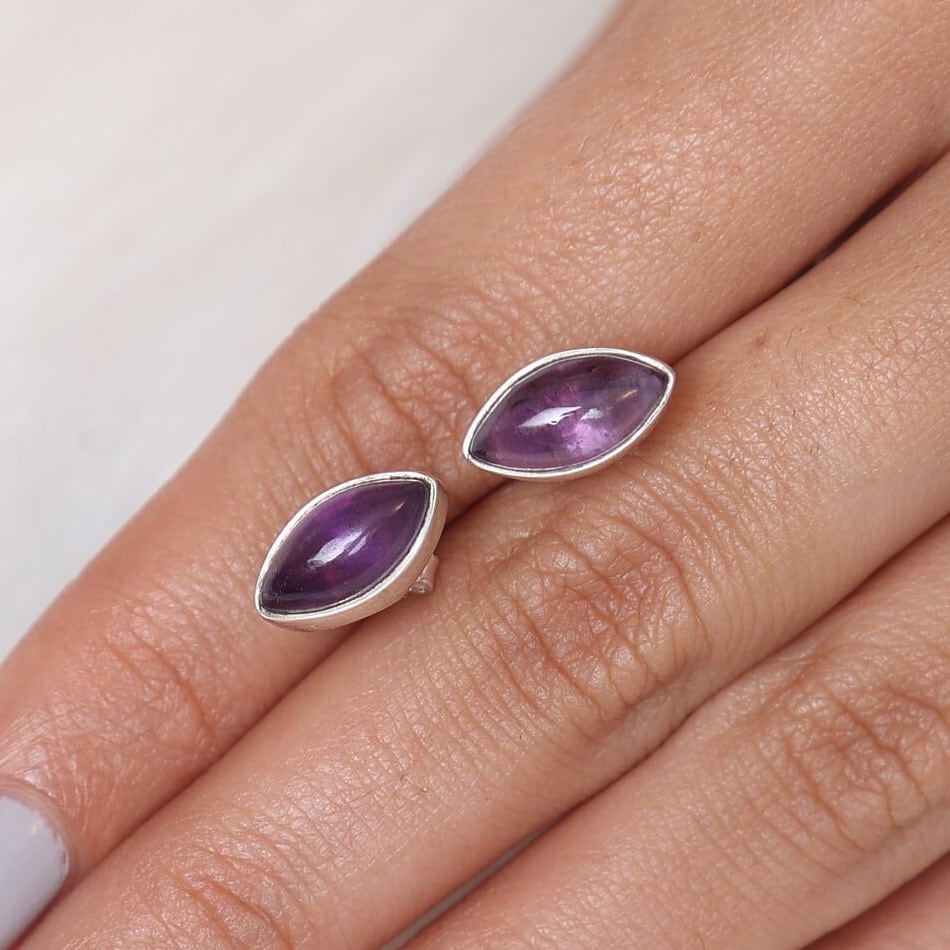 Amethyst Sterling Silver Stud Earrings