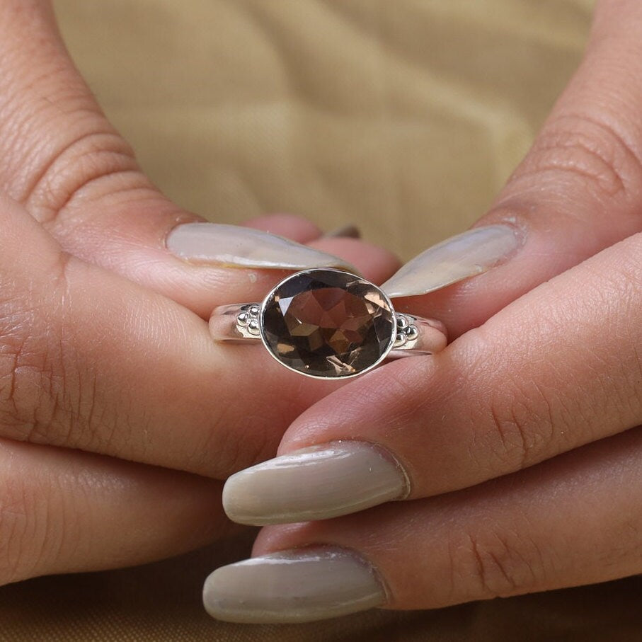 Smoky Topaz Sterling Silver Ring