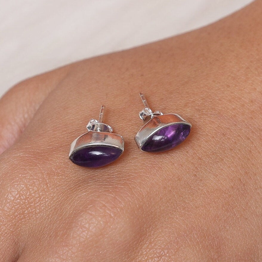 Amethyst Sterling Silver Stud Earrings