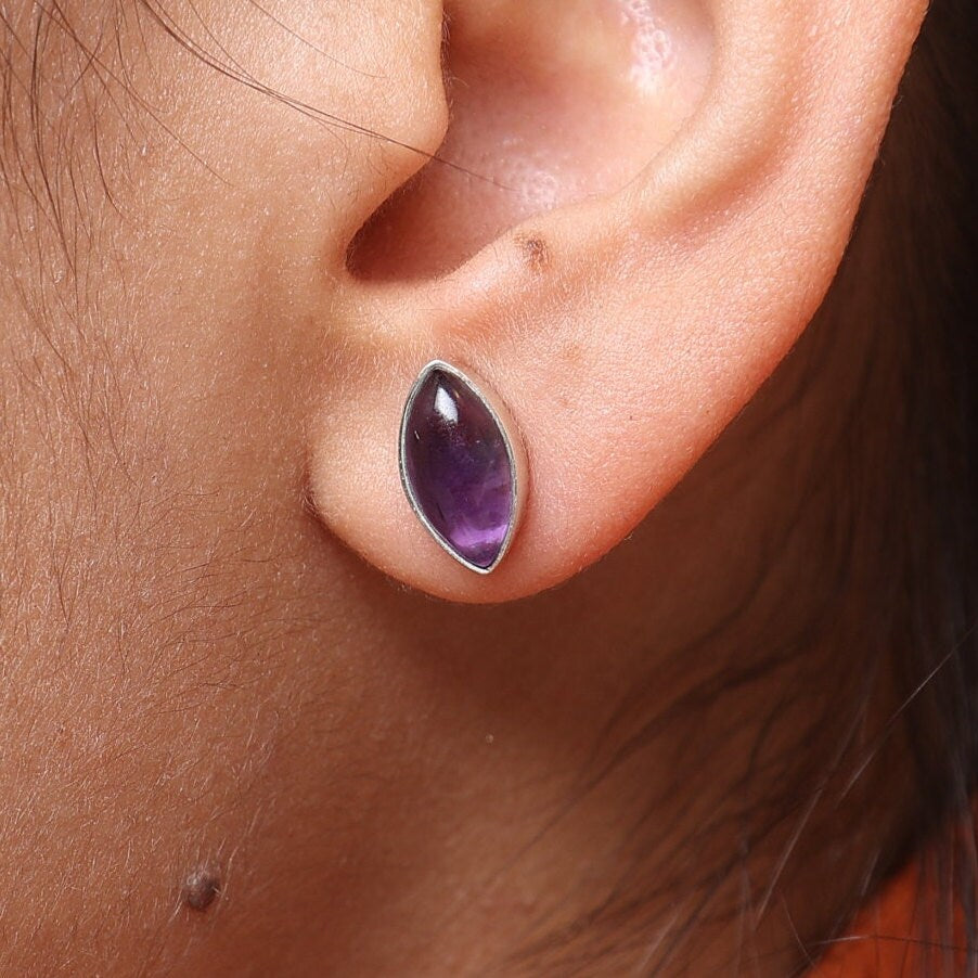 Amethyst Sterling Silver Stud Earrings