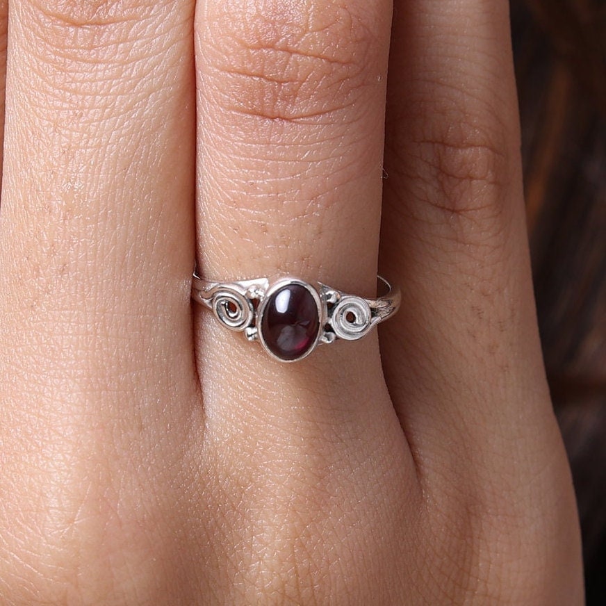 Garnet Sterling Silver Ring