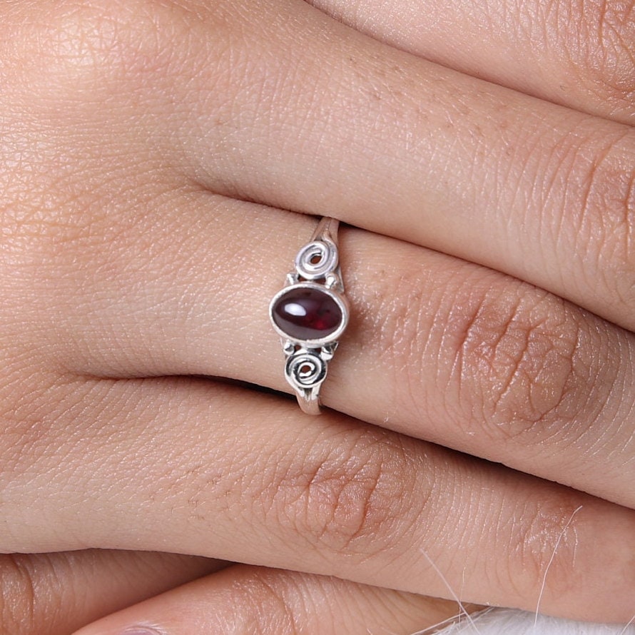 Garnet Sterling Silver Ring