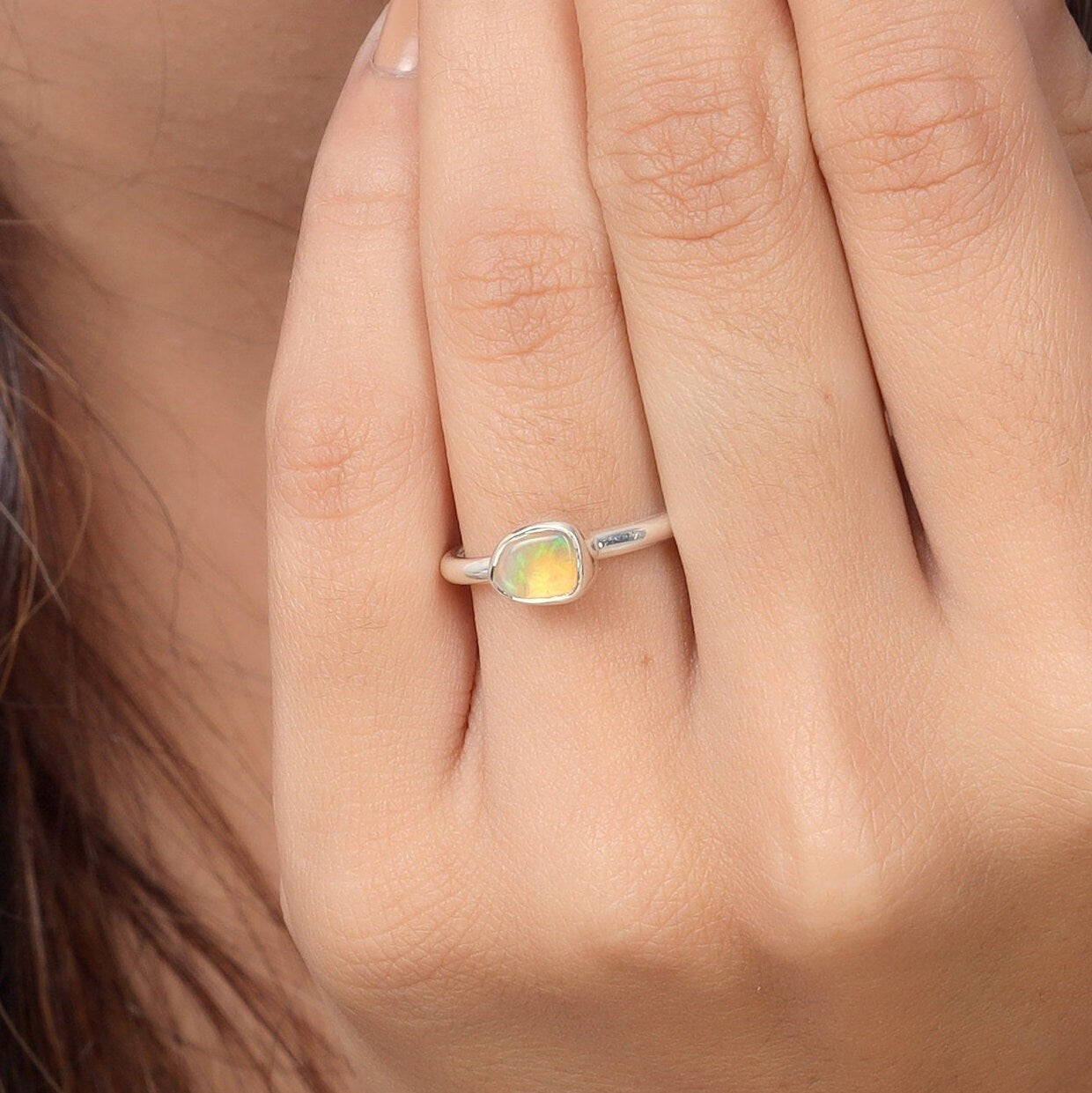 Ethiopian Opal Sterling Silver Ring