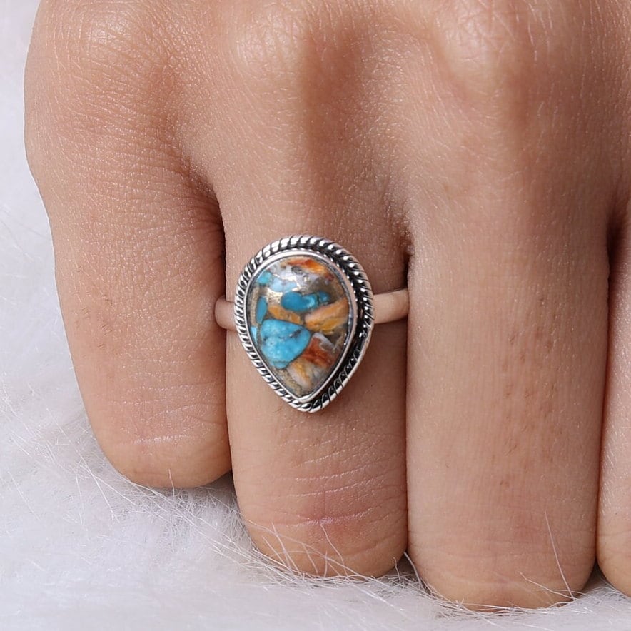 Oyster Turquoise Sterling Silver Ring