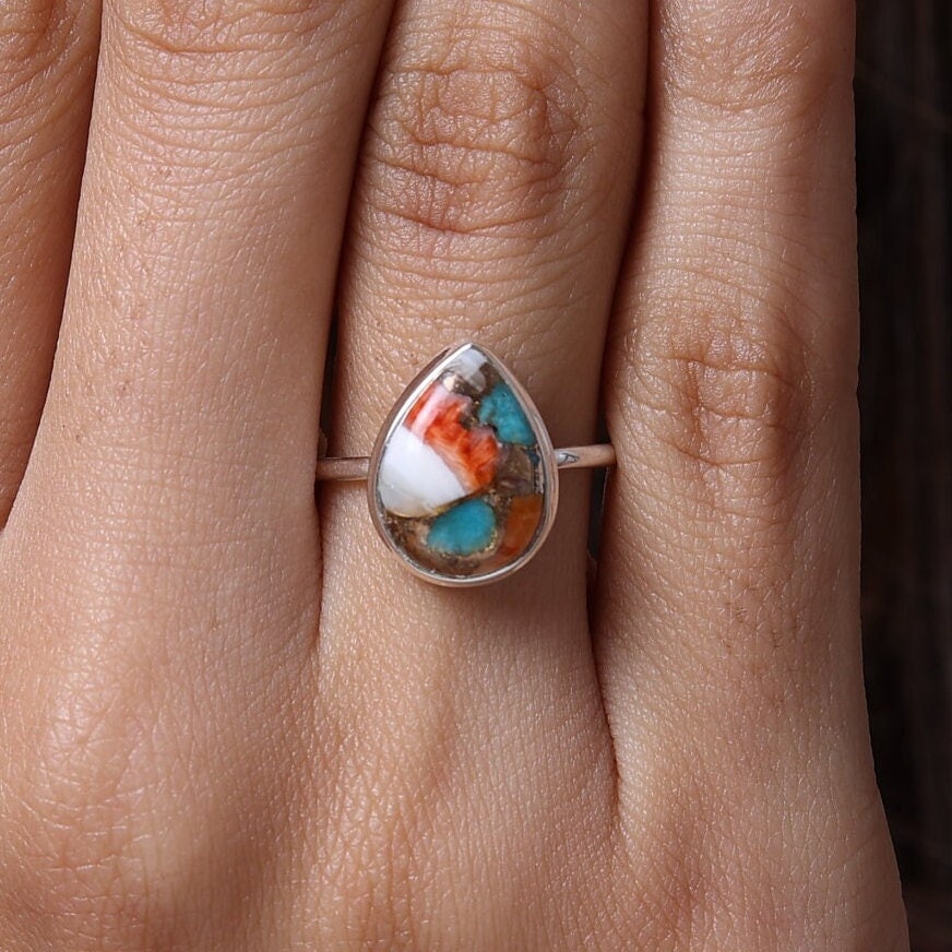 Oyster Turquoise Sterling Silver Ring