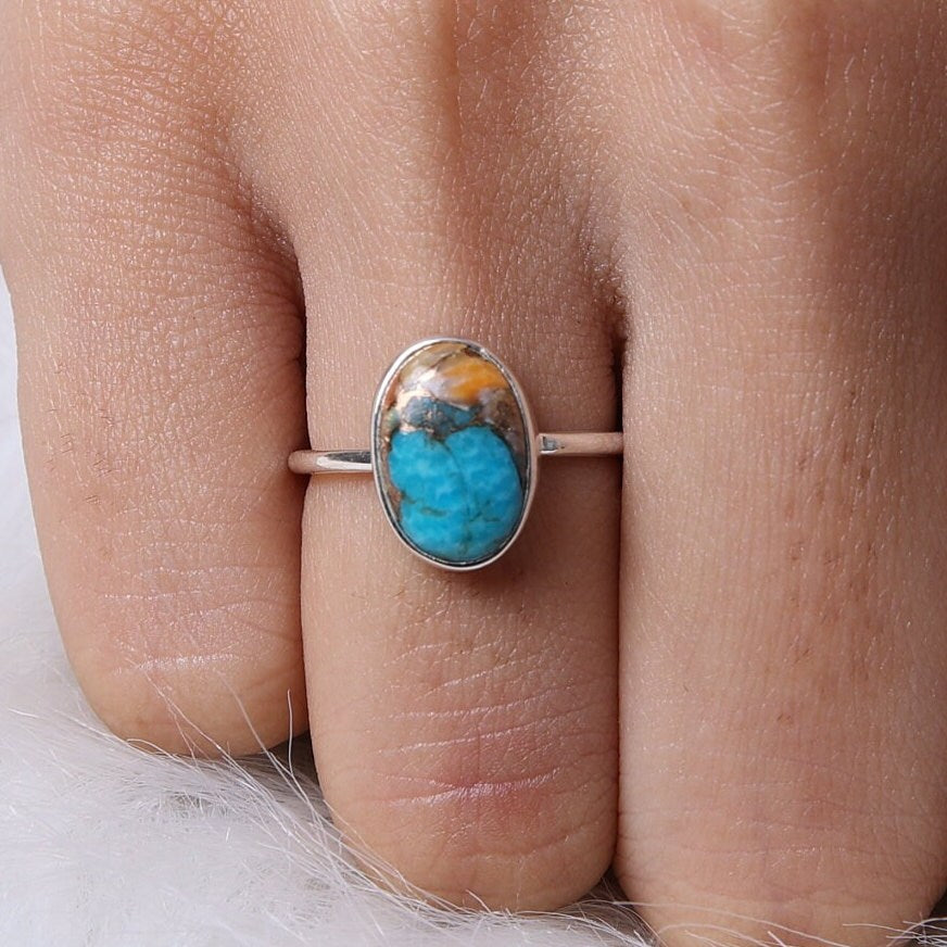 Oyster Turquoise Sterling Silver Ring