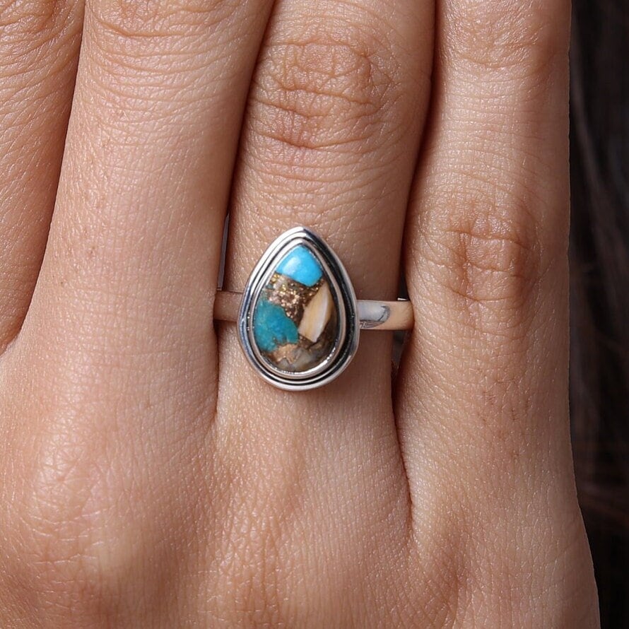 Oyster Turquoise Sterling Silver Ring