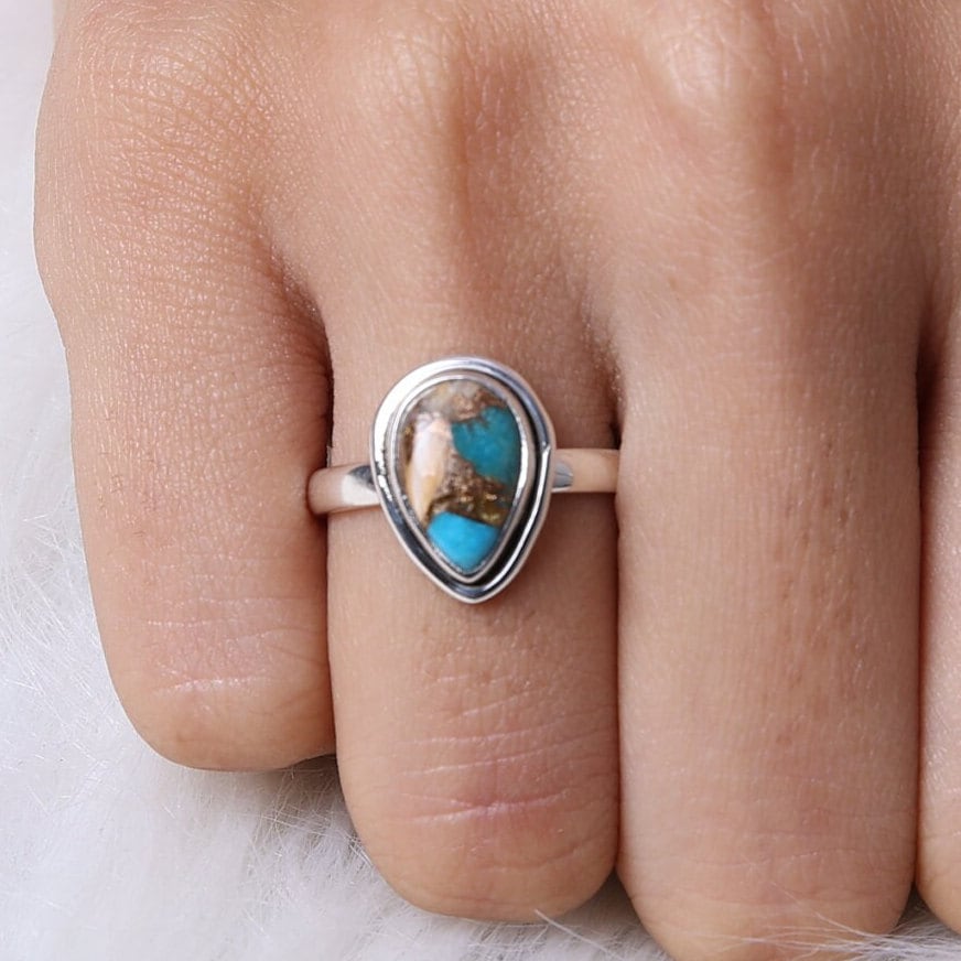 Oyster Turquoise Sterling Silver Ring