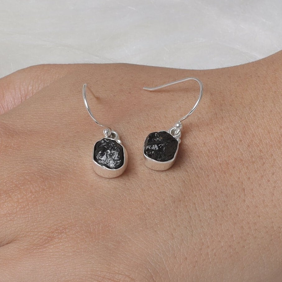 Black Tourmaline Sterling Silver Earrings