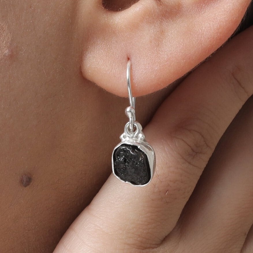 Black Tourmaline Sterling Silver Earrings