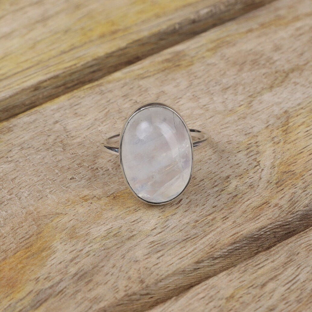 Rainbow Moonstone Sterling Silver Ring