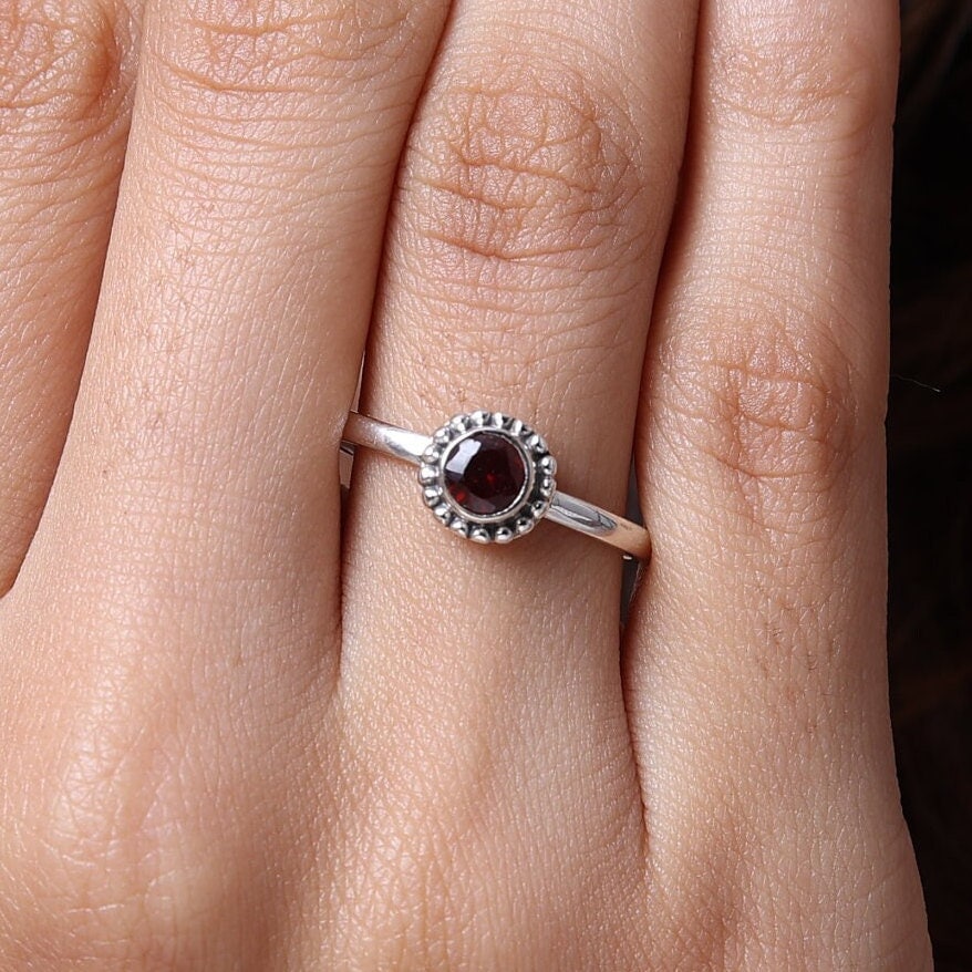 Garnet 925 Sterling Silver Ring