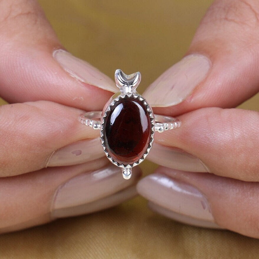 Garnet Sterling Silver Ring