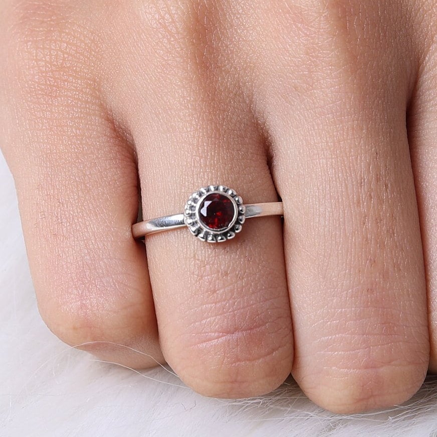 Garnet 925 Sterling Silver Ring