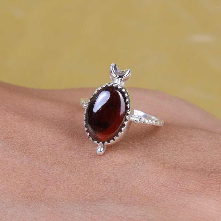 Garnet Sterling Silver Ring