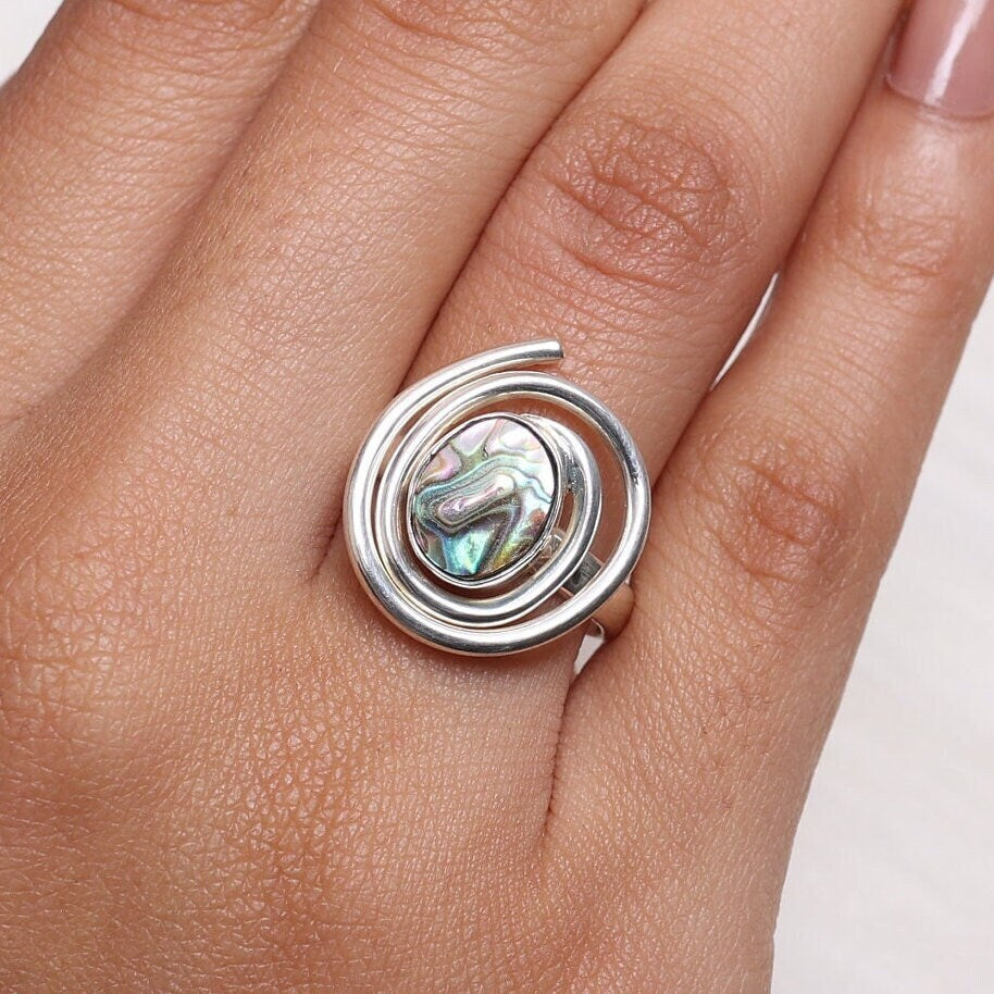 Abalone Shell Sterling Silver Ring