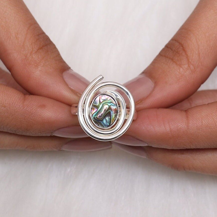 Abalone Shell Sterling Silver Ring