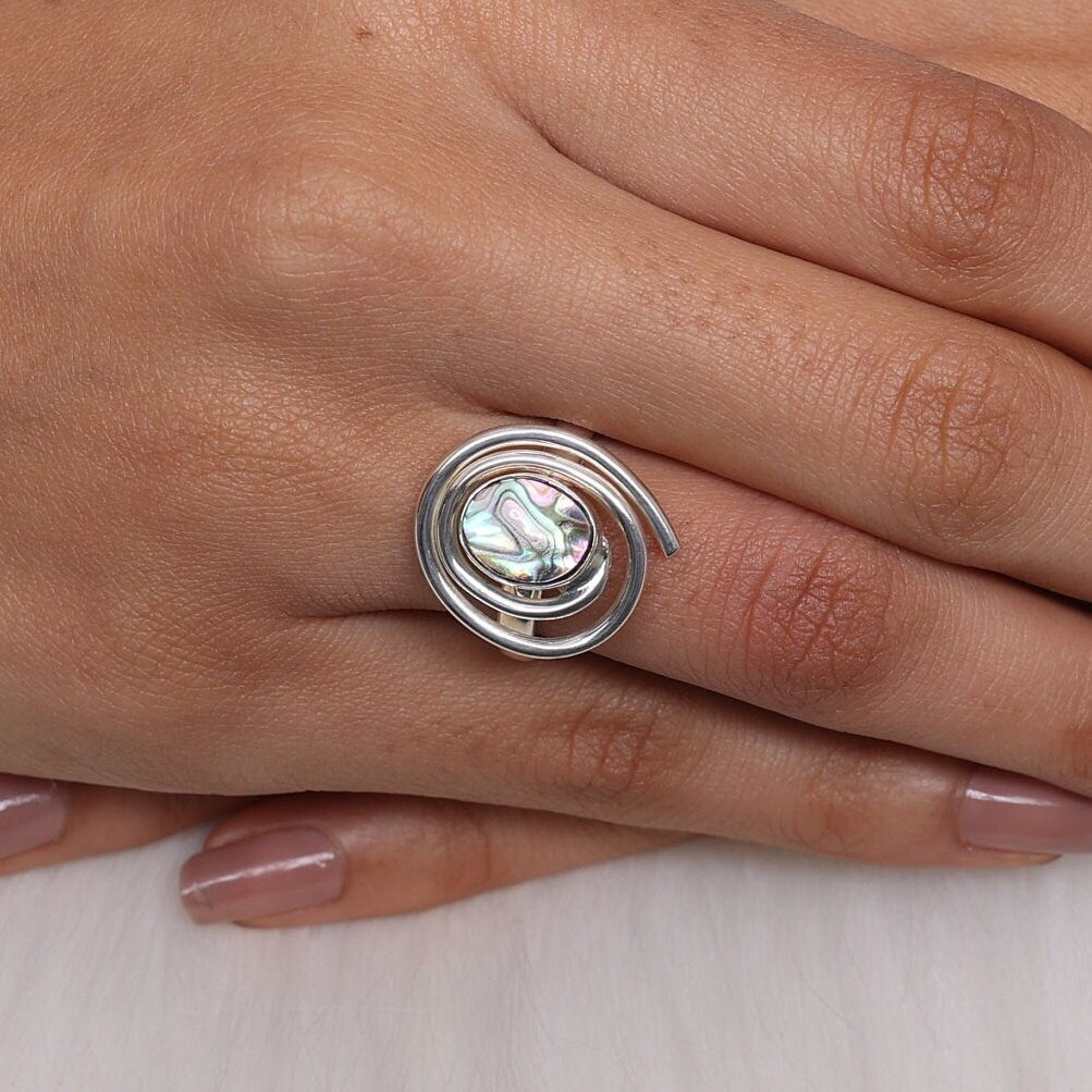 Abalone Shell Sterling Silver Ring