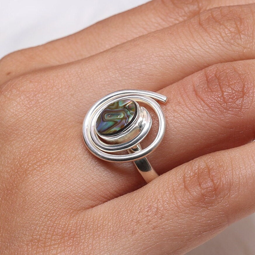 Abalone Shell Sterling Silver Ring