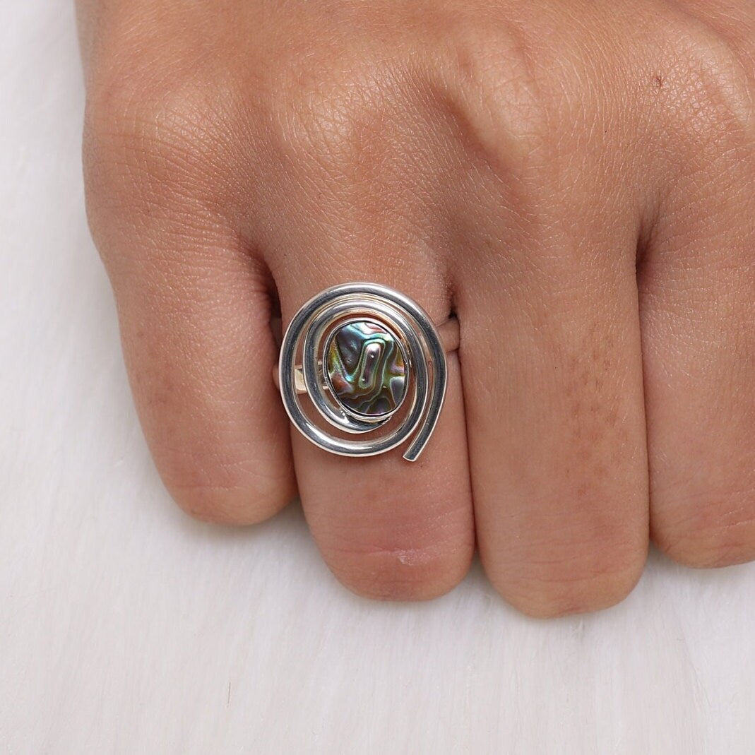 Abalone Shell Sterling Silver Ring