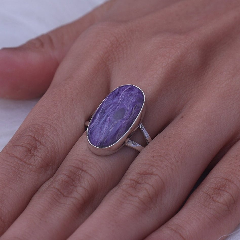 Charoite Sterling Silver Ring