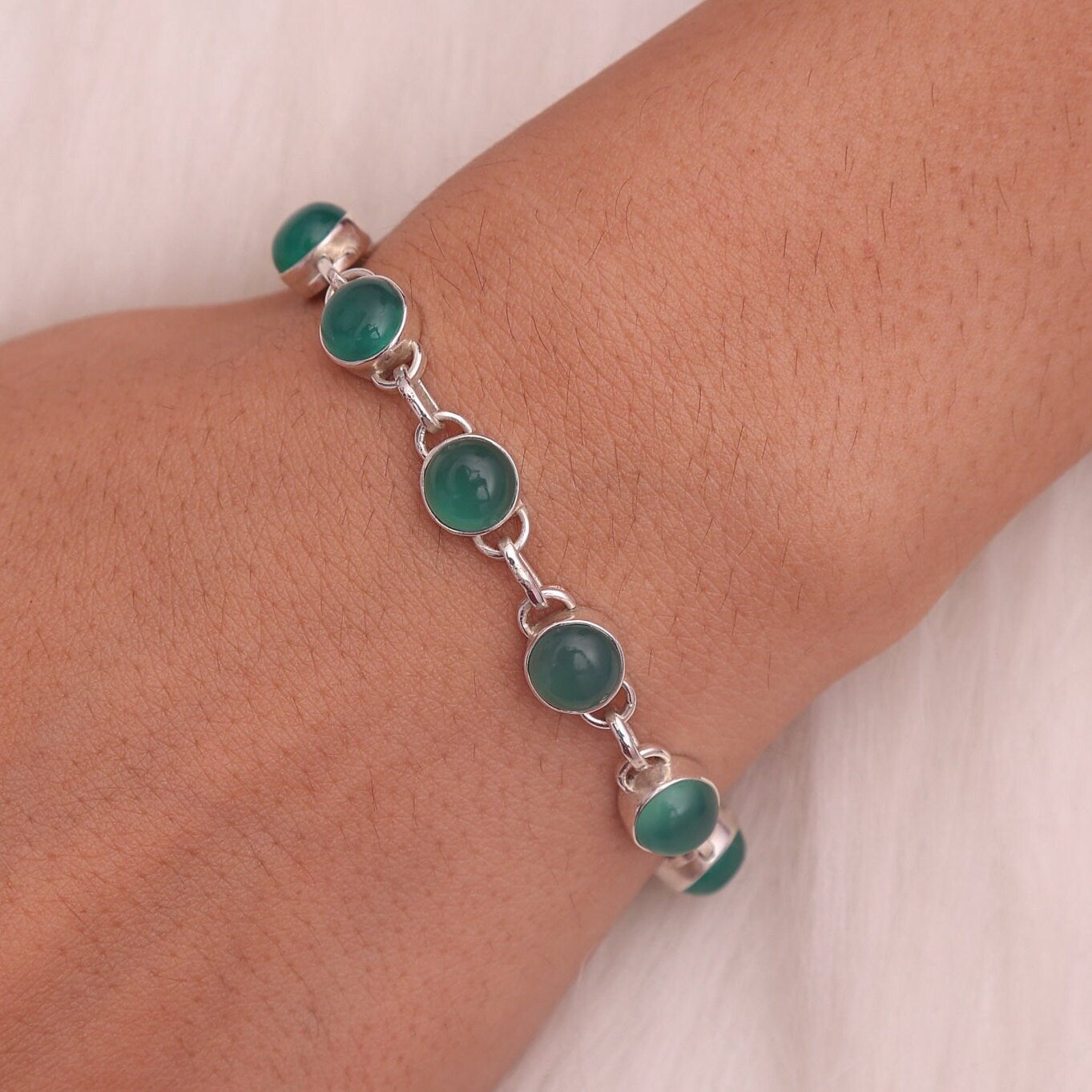 Green Onyx Sterling Silver Bracelet