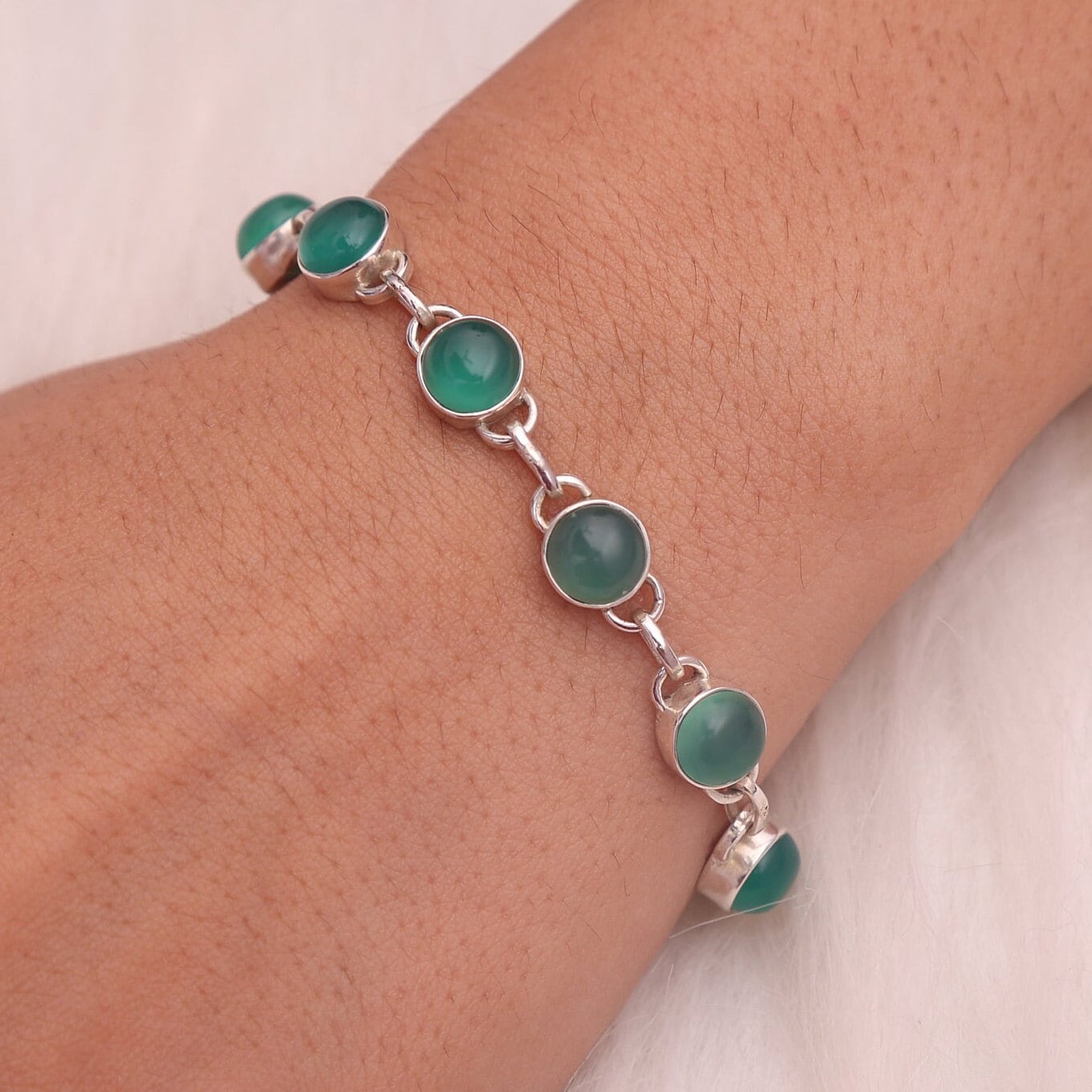 Green Onyx Sterling Silver Bracelet