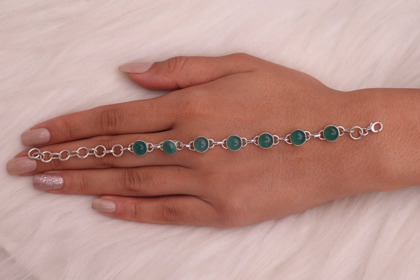 Green Onyx Sterling Silver Bracelet