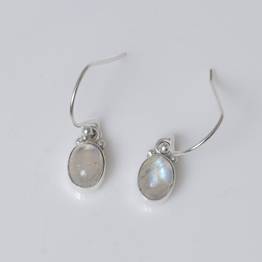 Rainbow Moonstone Sterling Silver Earrings