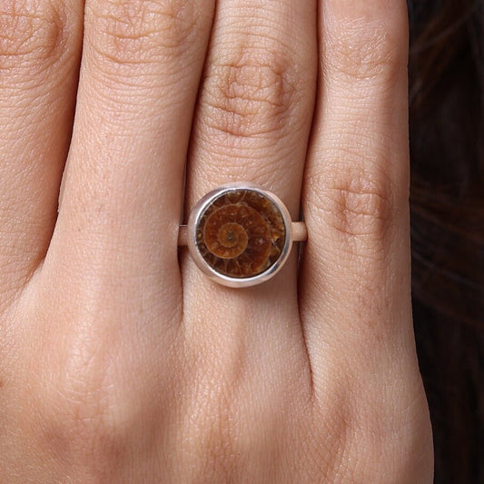 Ammonite 925 Sterling Silver Ring