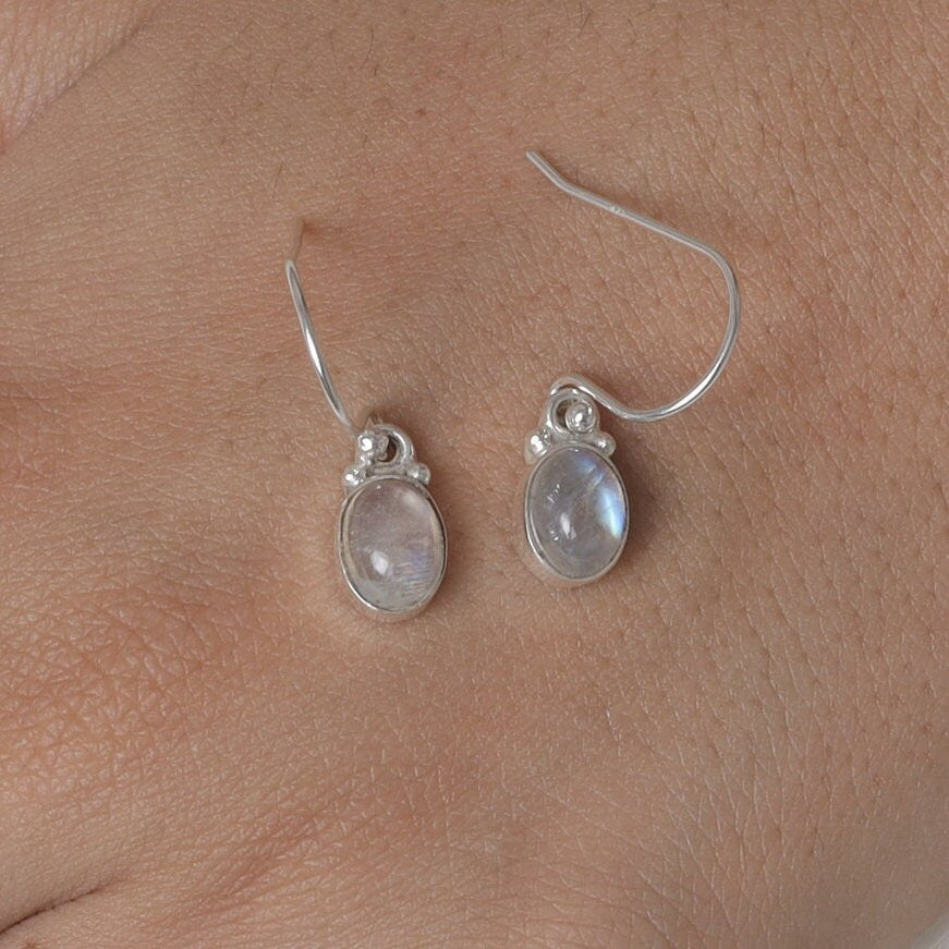 Rainbow Moonstone Sterling Silver Earrings