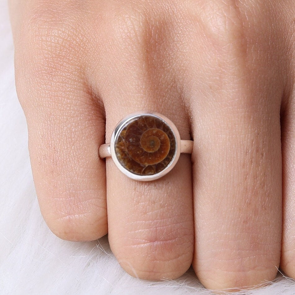 Ammonite 925 Sterling Silver Ring