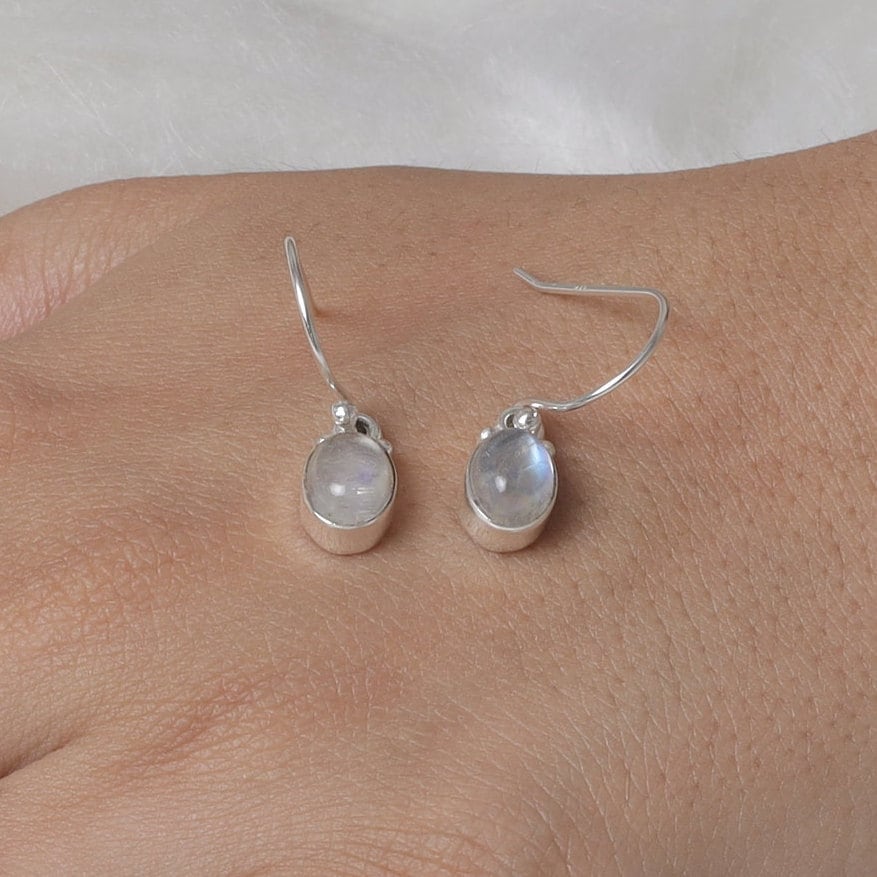 Rainbow Moonstone Sterling Silver Earrings