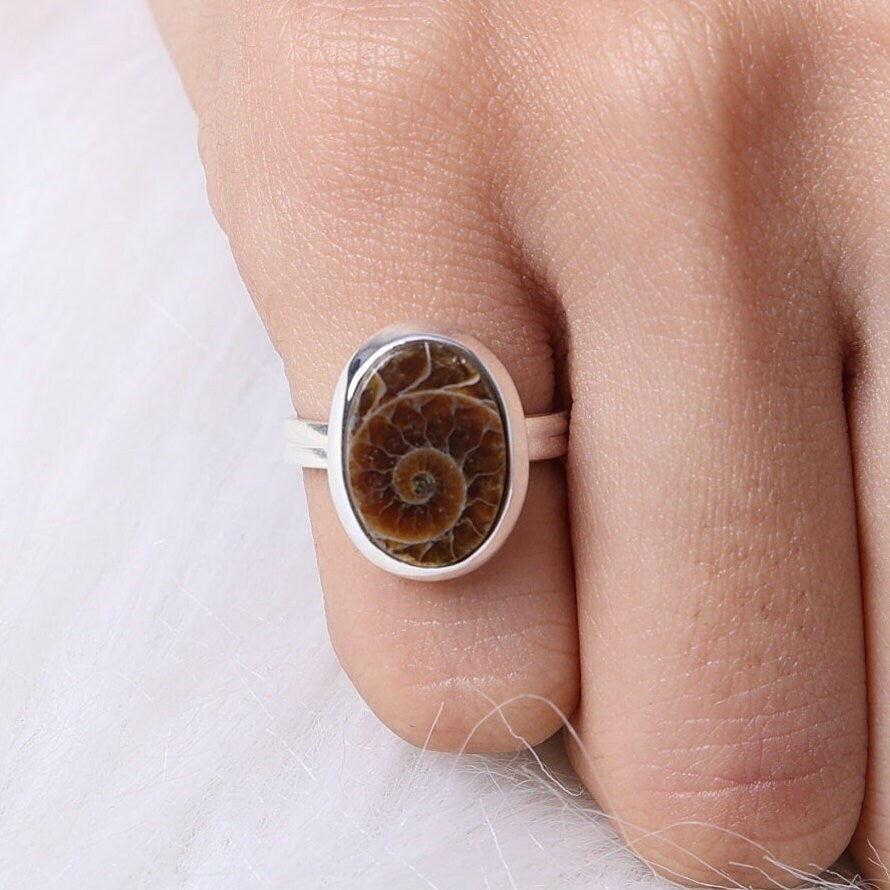 Ammonite Sterling Silver Ring