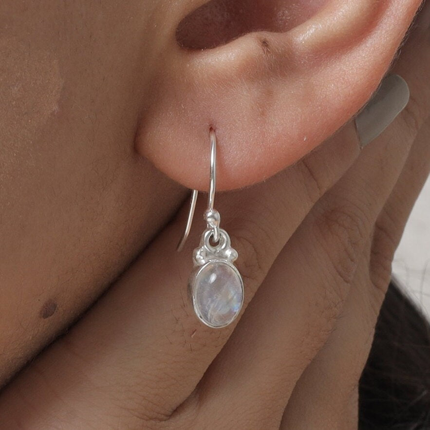 Rainbow Moonstone Sterling Silver Earrings