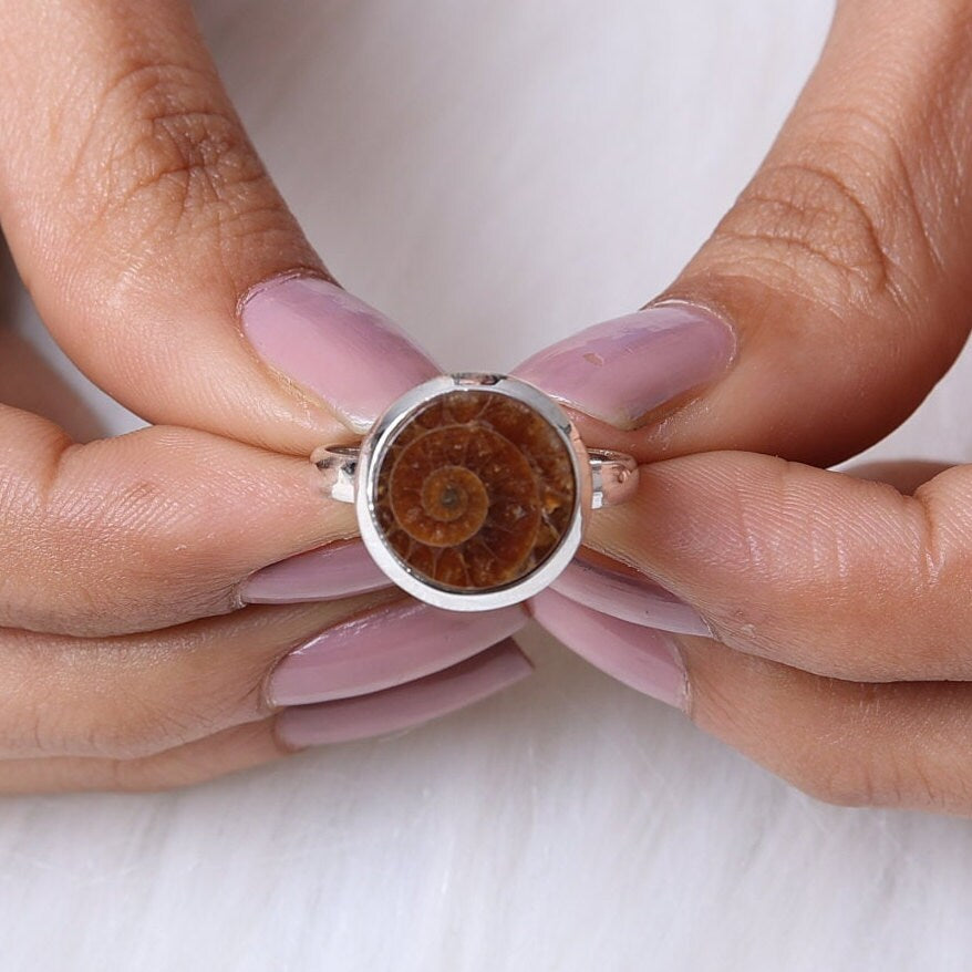 Ammonite 925 Sterling Silver Ring