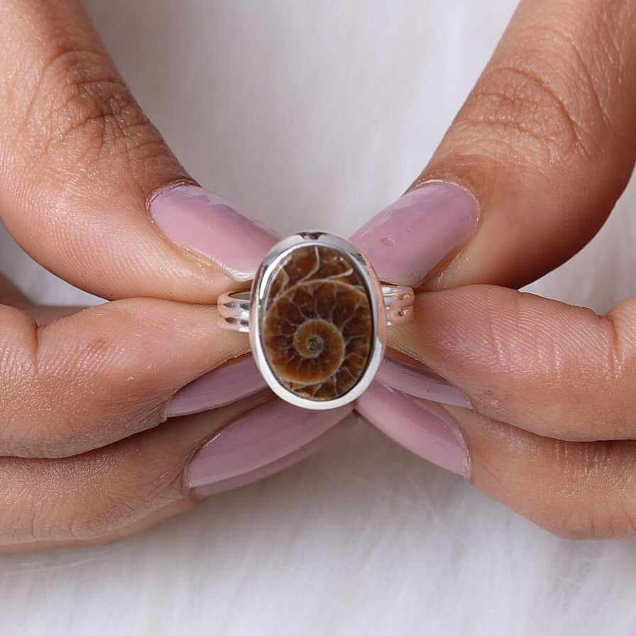 Ammonite Sterling Silver Ring